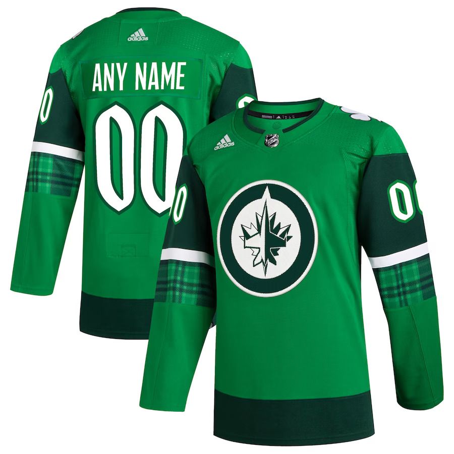 Men Winnipeg Jets adidas Kelly Green St. Patricks Day Authentic Custom NHL Jersey